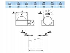 shumee Priključek s spremenljivim prečnim prerezom 220x90 150 VENTS 970