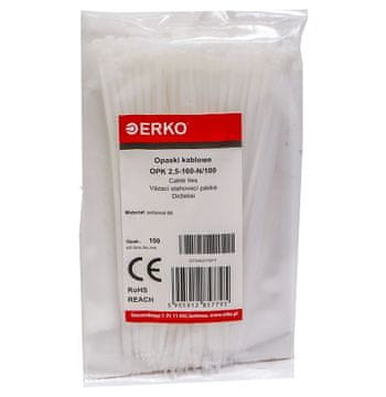 shumee Bela kabelska vezica OPK 160/2,5, pakiranje 100 kosov ERKO