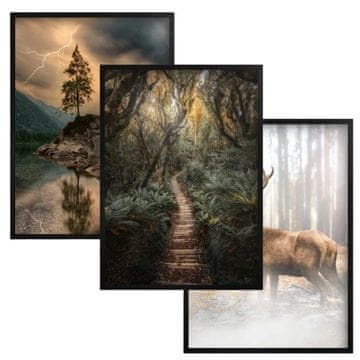 shumee Plakati Stenske slike Črn okvir Gozd Gore Dekoracija dnevne sobe
