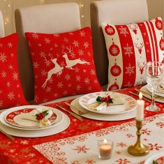 shumee Božična prevleka za vzglavnik Jasiek 4-delni komplet Božič 45x45 rdeča in bež
