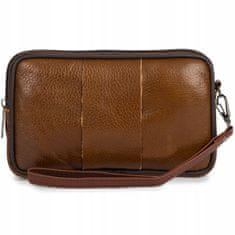 shumee Moška usnjena torbica za telefon in pas, prostorna, svetlo rjava