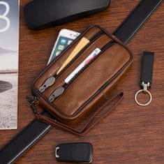 shumee Moška usnjena torbica za telefon in pas, prostorna, svetlo rjava
