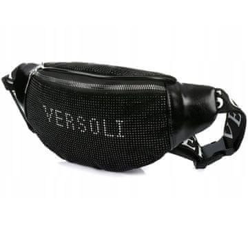 shumee Ženska torba, velika prostornina, s paščkom, kristali, črna