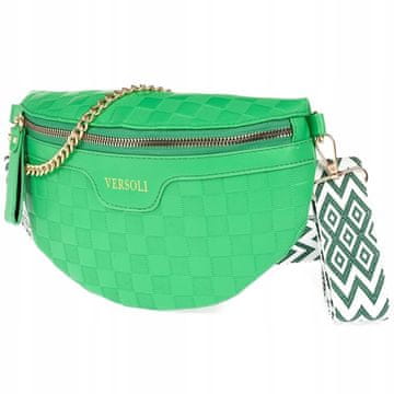 shumee Ženska usnjena torba, VELIKA, prostorna, z verižico, ZELENA