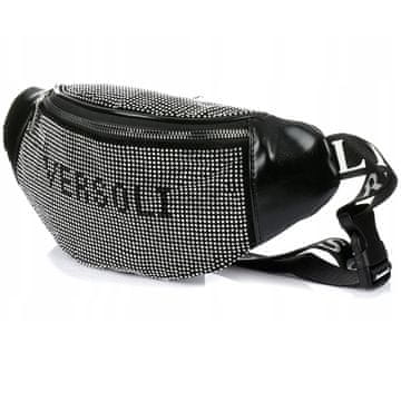 shumee Ženska torba, velika prostornina, s paščkom, kristali, črna