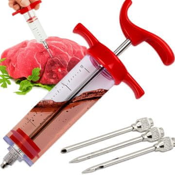 shumee Injektor za razsoljevanje mesa, narezke, dimljenje, peko na žaru, igla, brizga 30 ml