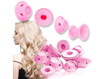 shumee Silikonski navijalki za lase, gumijasti navijalki za kodranje kodrov in valov, roza
