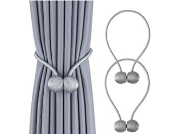 shumee 2x sponka za vrvico za zavese, zavese, magnet, zaponka, srebrna vrvica, 2 kosa