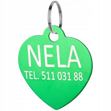 shumee Obesek za ključe z graviranim srcem in mačko, pasji obesek z imenom v zeleni barvi