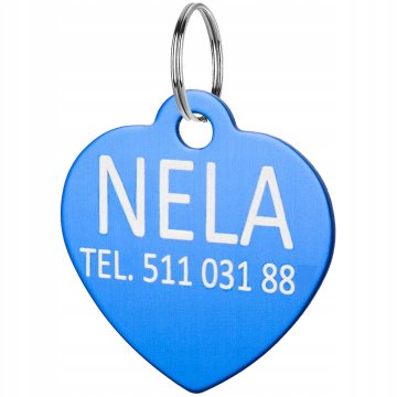shumee Identifikacijska ploščica za mačke in pse, naslovna ploščica z imenom, srce, modra