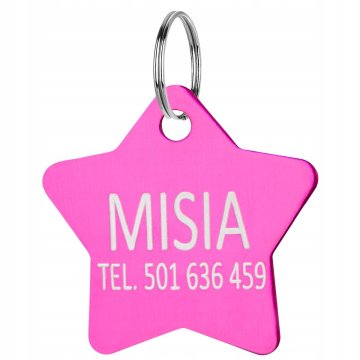 shumee Obesek z imenom, vgravirana zvezdica, za ovratnico za psa in mačko, roza