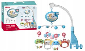 shumee Modri mobilni voziček za otroško posteljico z glasbenim projektorjem, daljinskim upravljalnikom in glasbeno skrinjico