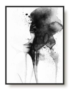 shumee Črno-bel plakat Stenska slika Ženska, akvarel za spalnico, dnevno sobo
