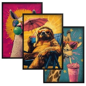 shumee Pisane slike, plakati, črni okvirji, živali, pop art za steno dnevne sobe