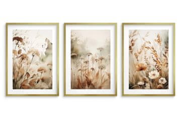 shumee Boho plakati z zlatim okvirjem, stenske slike za dnevno sobo, spalnico, divje rože