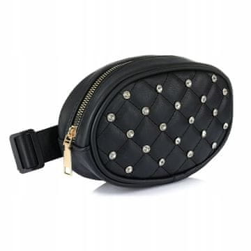 shumee Torbica za okoli pasu, torbica za okoli pasu, prešita eko usnje, črna