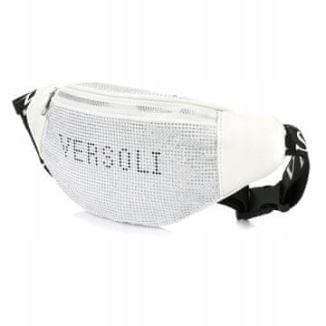 shumee Ženska torba, velika prostornina, s paščkom, kristali, bela