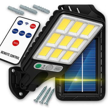 shumee Sončna ulična svetilka LED COB s senzorjem gibanja v mraku + daljinski upravljalnik