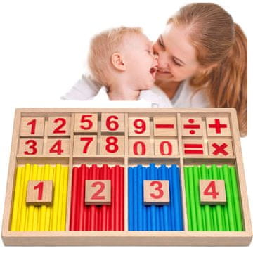 shumee Lesene palice, številke, znaki, matematični abakus za učenje štetja