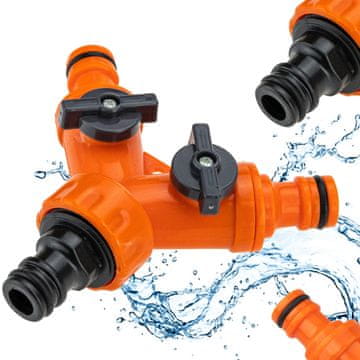 shumee Vrtni razdelilnik pipe z 2 ventiloma, T-kos 1/2 3/4 redukcija za vodno cev