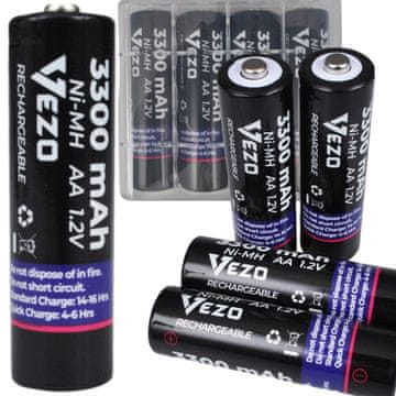 shumee Vezo polnilne AA 3300mah r6 nimh univerzalne baterije za igrače in daljinske upravljalnike, 4 kosi