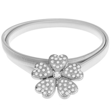 shumee ŽENSKI PAS DEKORATIVNI ELASTIČNI POMLADANSKI KROŽNIK CVETJE SREBRN