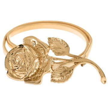 shumee PAS VZMETNI KOVINSKI ELASTIČNI DEKORATIVNI ŽENSKI KROŽNIK CVET ROŽNATO ZLATO