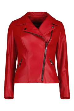 shumee Usnjena motoristična jakna "Patrycja" se zapenja z zadrgo. Velikost oblačila M.