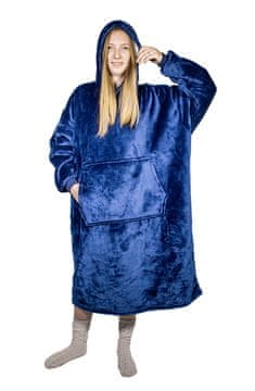 shumee TV pončo s kapuco Pulover s kapuco - odeja s krznom, topla, dolgi rokavi, velik žep