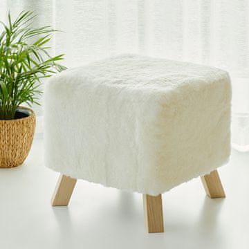 shumee Ekru kvadratni tabure iz ovčje kože