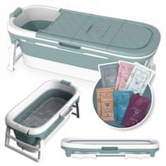 shumee Zložljiva silikonska kopalna kad Blue Portable Bath Home SPA 136 cm