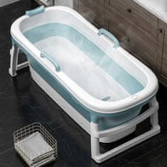 shumee Zložljiva silikonska kopalna kad Blue Portable Bath Home SPA 136 cm