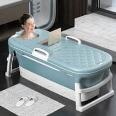 shumee Zložljiva silikonska kopalna kad Blue Portable Bath Home SPA 136 cm