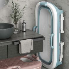 shumee Zložljiva silikonska kopalna kad Blue Portable Bath Home SPA 136 cm
