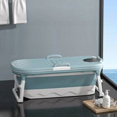 shumee Zložljiva silikonska kopalna kad Blue Portable Bath Home SPA 136 cm