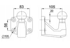 Auto-Hak SPUŠČAJOČA VLEČNA KROGLA VLEČNA KROGLA 83x56mm 3500KG KH4-3 AUTO-HAK