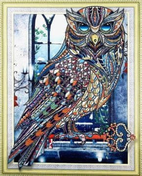 shumee Diamantno vezenje Držalo za ključe Sova 47x57 cm