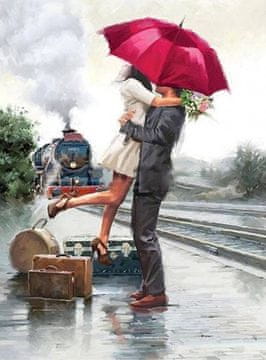 shumee Diamantno vezenje Zaljubljeni par, železniška postaja 45x55 cm