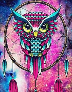 shumee Diamantno vezenje Sova Dreamcatcher 40x50