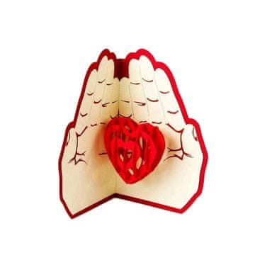 shumee 3D pop-up valentinovo voščilnica Srce na roki