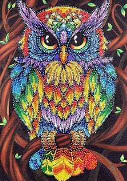 shumee Diamantno vezenje Modra sova 30x40 cm