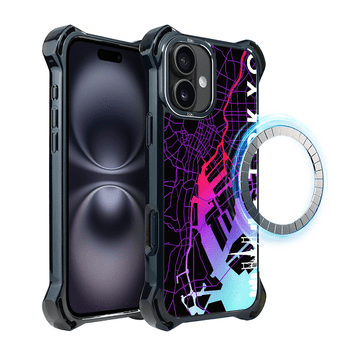 shumee Ovitek IBIZU DropGuard Ultra za iPhone 16 z MagSafe, zemljevidi sveta, Tokio