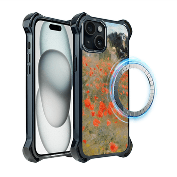 shumee Ovitek DropGuard Ultra za iPhone 15 IBIZU z MagSafe, Claude Monet, polje makov
