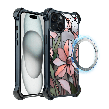 shumee Ovitek za iPhone 15 Plus IBIZU DropGuard Ultra z MagSafe, barve stekla, roza magnolija