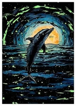shumee V temi sveteča praskanka Skakajoči delfin 40x28 cm