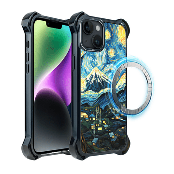 shumee Ovitek za iPhone 14 Plus IBIZU DropGuard Ultra z MagSafe, Van Gogh, Zvezdna noč