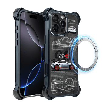 shumee Ovitek za iPhone 16 Pro Max IBIZU DropGuard Ultra z MagSafe, TechDrive, 911 GT3 RS