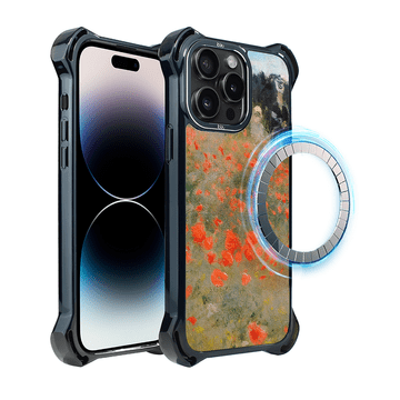 shumee Ovitek za iPhone 14 Pro IBIZU DropGuard Ultra z MagSafe, Claude Monet, polje makov