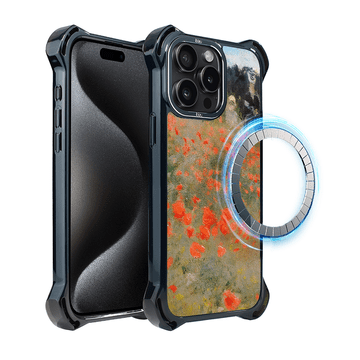 shumee Ovitek za iPhone 15 Pro Max IBIZU DropGuard Ultra z MagSafe, Claude Monet, polje makov