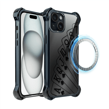 shumee Ovitek za iPhone 15 Plus IBIZU DropGuard Ultra z MagSafe, polnoč, igralne karte